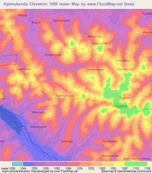Kyamukonda,Uganda Elevation Map