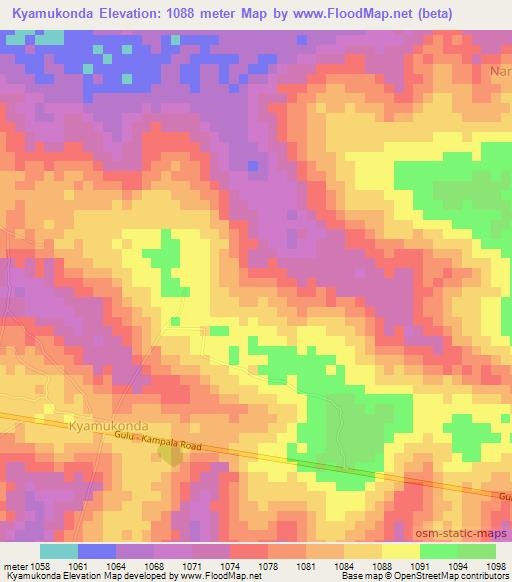 Kyamukonda,Uganda Elevation Map