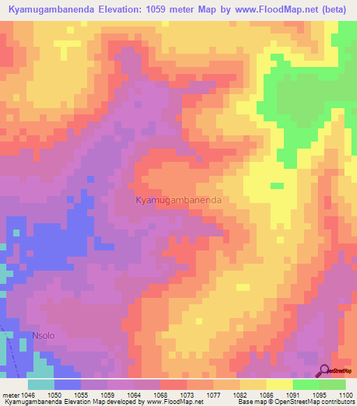 Kyamugambanenda,Uganda Elevation Map