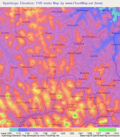 Kyambogo,Uganda Elevation Map