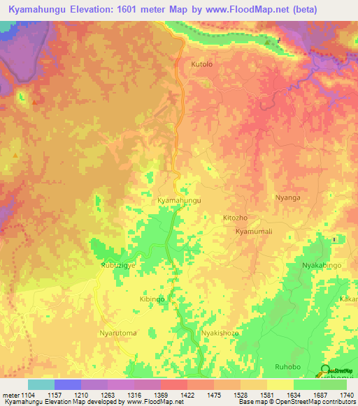 Kyamahungu,Uganda Elevation Map