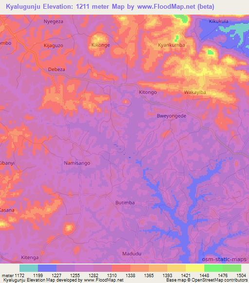 Kyalugunju,Uganda Elevation Map