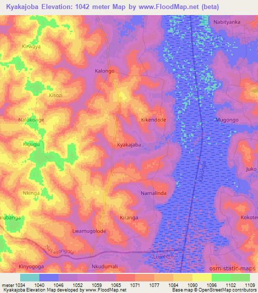 Kyakajoba,Uganda Elevation Map