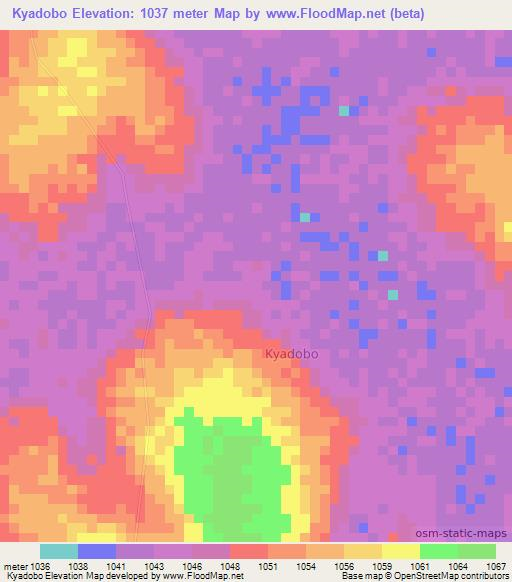 Kyadobo,Uganda Elevation Map