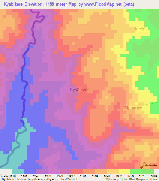 Kyabikere,Uganda Elevation Map