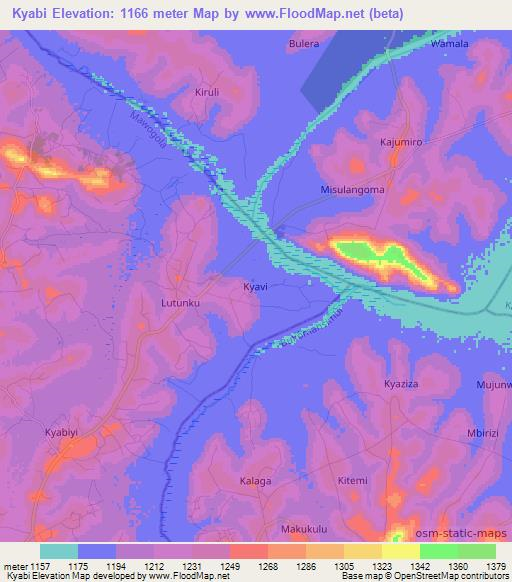 Kyabi,Uganda Elevation Map