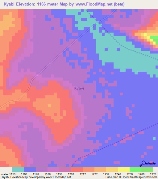 Kyabi,Uganda Elevation Map