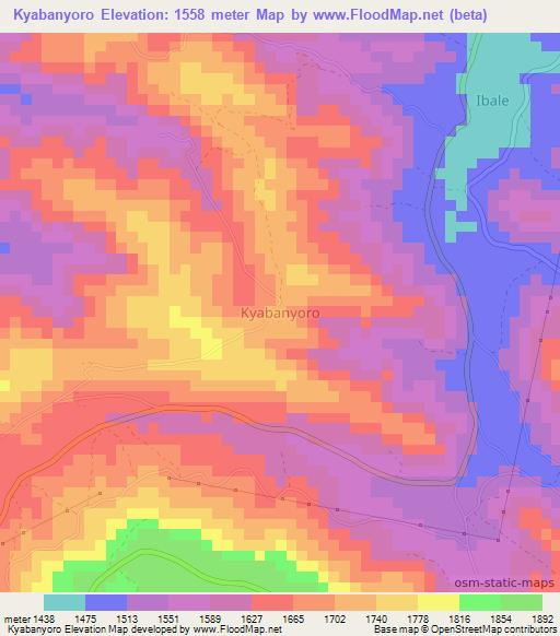 Kyabanyoro,Uganda Elevation Map