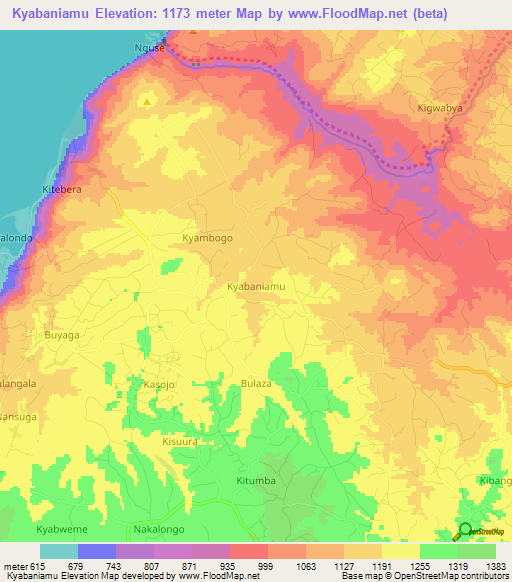 Kyabaniamu,Uganda Elevation Map
