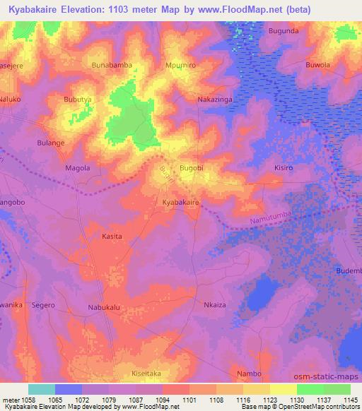 Kyabakaire,Uganda Elevation Map