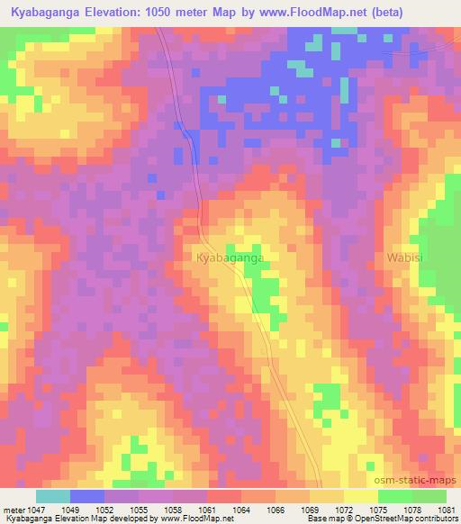 Kyabaganga,Uganda Elevation Map