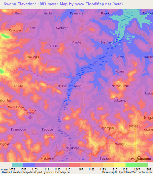Kwaba,Uganda Elevation Map