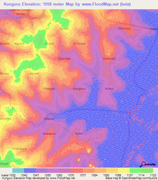 Kunguru,Uganda Elevation Map