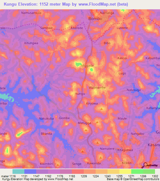 Kungu,Uganda Elevation Map