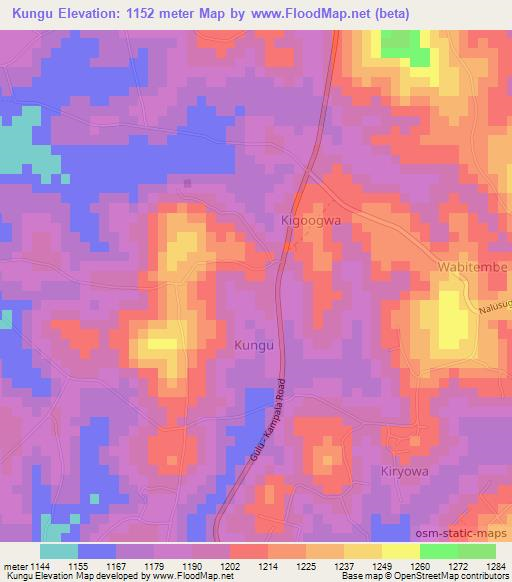 Kungu,Uganda Elevation Map