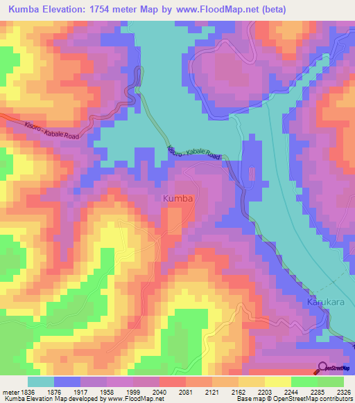 Kumba,Uganda Elevation Map