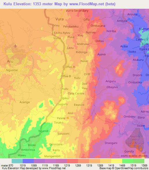 Kulu,Uganda Elevation Map