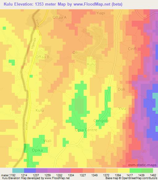 Kulu,Uganda Elevation Map