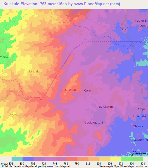 Kulekule,Uganda Elevation Map