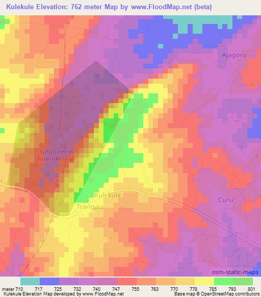 Kulekule,Uganda Elevation Map
