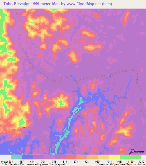 Tobo,Equatorial Guinea Elevation Map