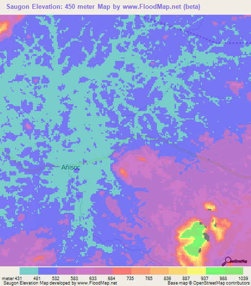 Saugon,Equatorial Guinea Elevation Map