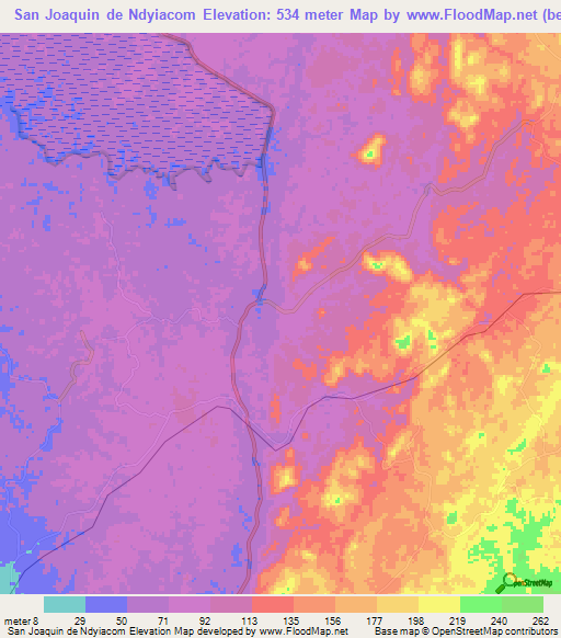 San Joaquin de Ndyiacom,Equatorial Guinea Elevation Map