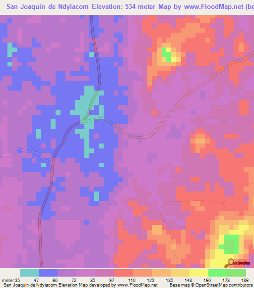 San Joaquin de Ndyiacom,Equatorial Guinea Elevation Map