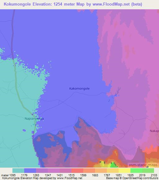 Kokumongole,Uganda Elevation Map