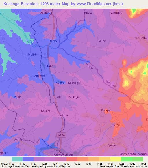 Kochoge,Uganda Elevation Map