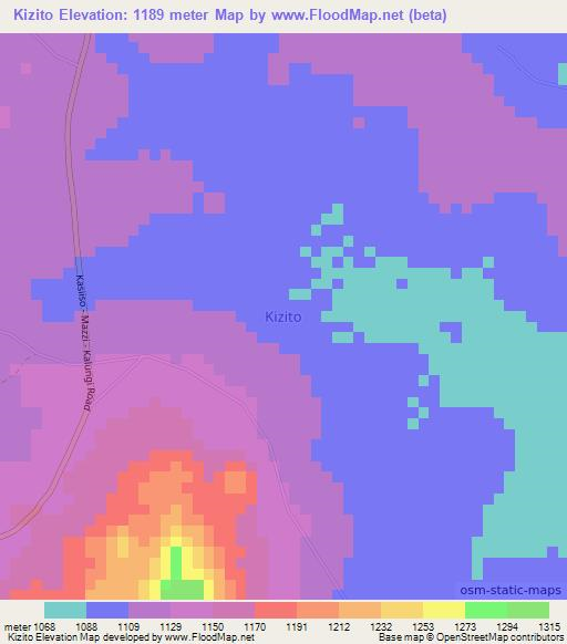 Kizito,Uganda Elevation Map