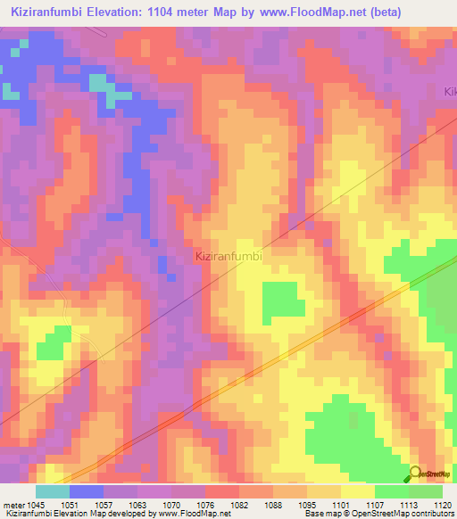Kiziranfumbi,Uganda Elevation Map