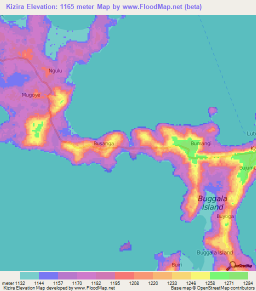 Kizira,Uganda Elevation Map