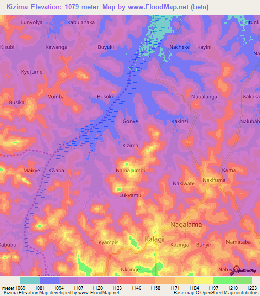 Kizima,Uganda Elevation Map
