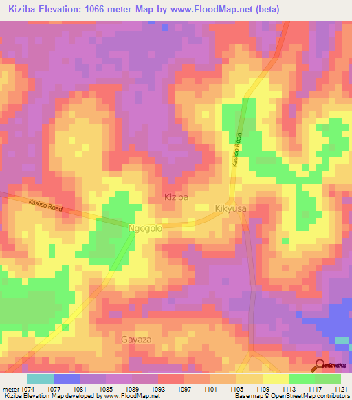 Kiziba,Uganda Elevation Map