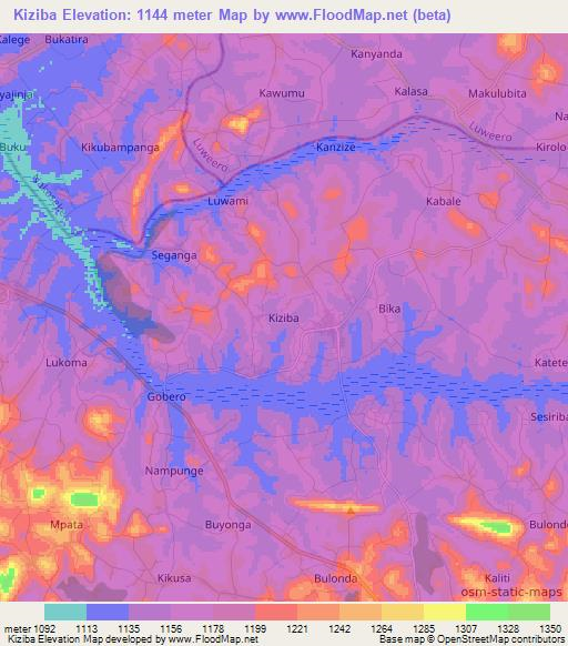 Kiziba,Uganda Elevation Map