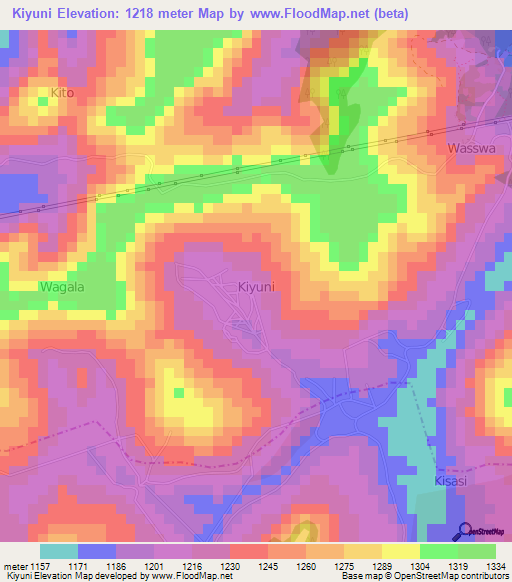 Kiyuni,Uganda Elevation Map