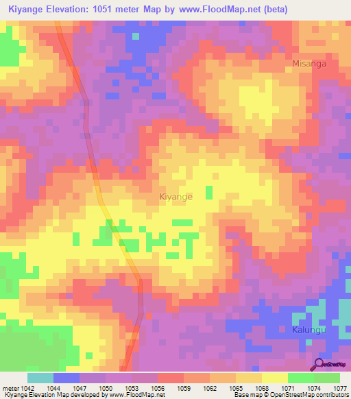 Kiyange,Uganda Elevation Map
