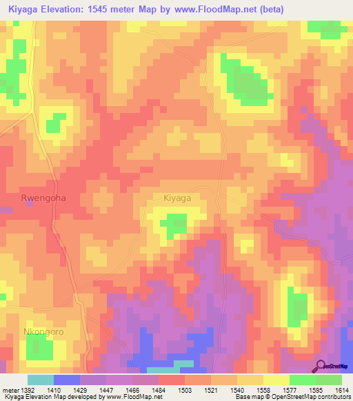 Kiyaga,Uganda Elevation Map