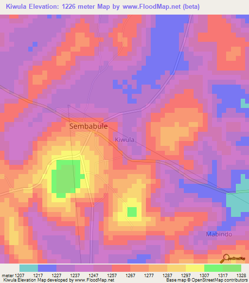Kiwula,Uganda Elevation Map