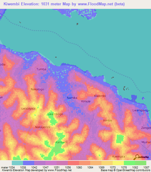 Kiwembi,Uganda Elevation Map