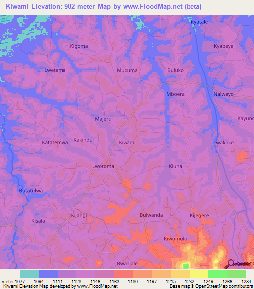 Kiwami,Uganda Elevation Map