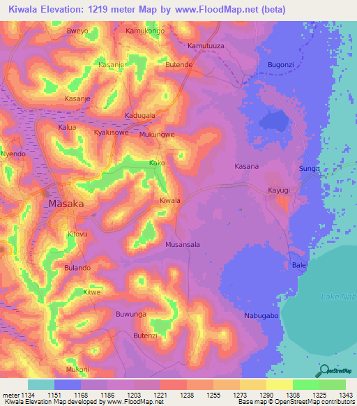 Kiwala,Uganda Elevation Map