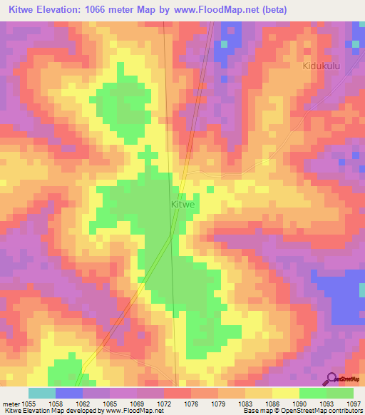 Kitwe,Uganda Elevation Map