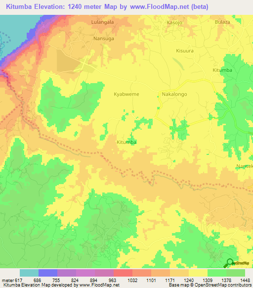 Kitumba,Uganda Elevation Map