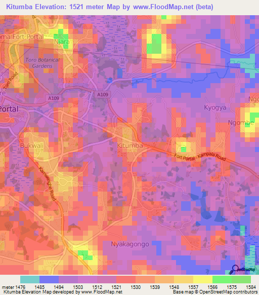 Kitumba,Uganda Elevation Map