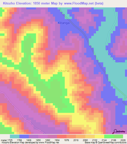 Kitozho,Uganda Elevation Map