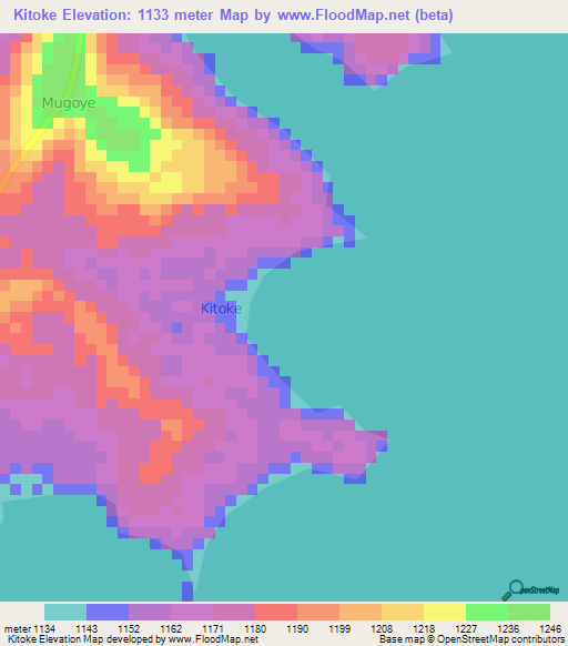 Kitoke,Uganda Elevation Map
