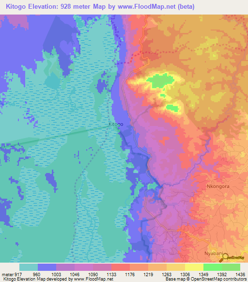 Kitogo,Uganda Elevation Map
