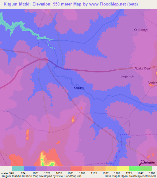 Kitgum Matidi,Uganda Elevation Map